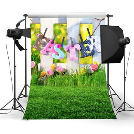 - 3x5FT Nature Grassland Backdrop Green Lawn Easter theme Background Photography Backdrop Studio Photo Screen Props