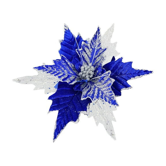 6 Pcs Poinsettias Artificial Christmas Flowers Glitter Christmas Flowers For Christmas Tree Decorations