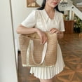 thumbnail image 2 of Begsfte Women Crochet Beach Handbag Large Capacity Sequins Weaving Travel Bag Contrast Color Minimalist Tote Bag Ladies Summer Daily Bag, 2 of 9