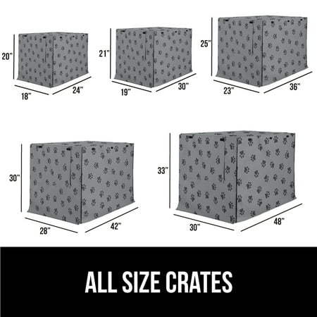 GORILLA GRIP Dog Crate Cover, Fits 24 Indoor Kennel Cage, Breathable Mesh Windows, Gray Paw