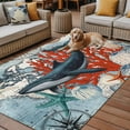 thumbnail image 2 of Fsddascl Vintage Whale Outdoor Rug for Patio/Deck/Porch, Non-Slip Large Area Rug 5 x 8 Ft, Retro Coastal Coral Nautical Ocean Indoor Outdoor Rugs Washable Area Rugs, Reversible Camping Rug Carpet, 2 of 5