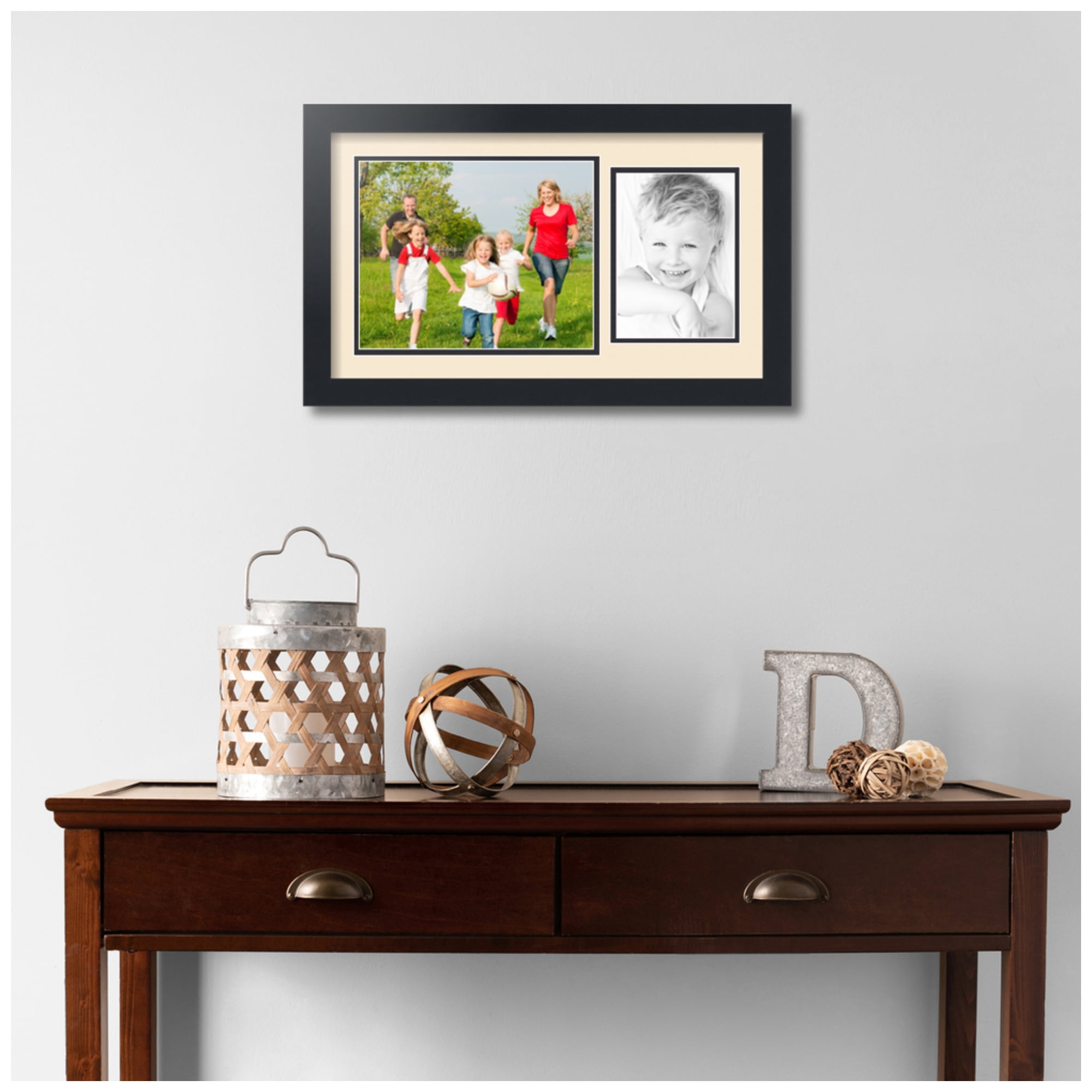ArtToFrames Collage Photo Picture Frame with 1 - 8x10 - 5x7 Openings, Framed in Black with Alabaster and Black Mats (CDM-3926-328)