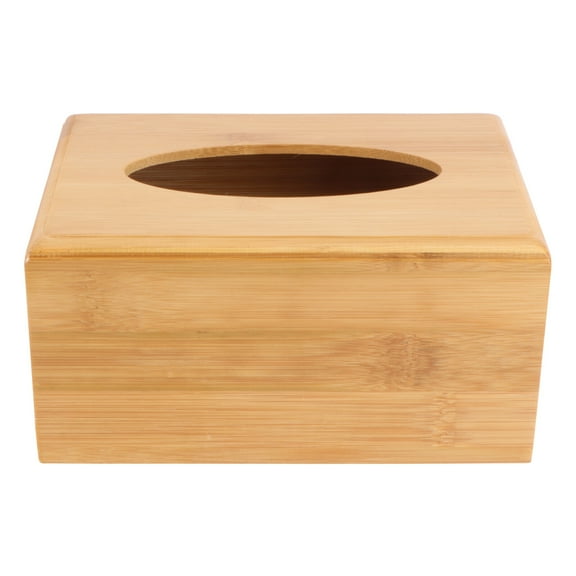 Tissue Box Bamboo Paper Container Napkin Case Household Tabletop Organizer Facial Holder with Lid