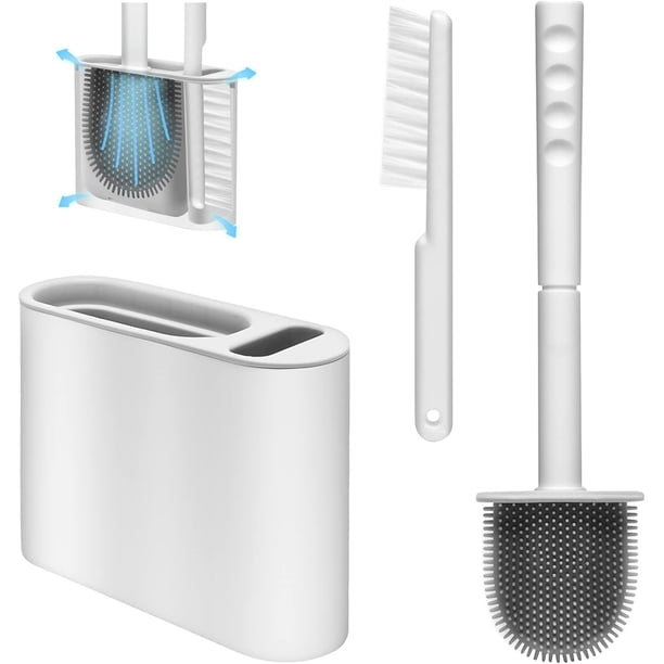 Escobilla De Inodoro,Escobilla De Inodoro Y Juego De Escobillas De Limpieza,Con Soporte De Pared Y Juego Vertical De Secado Rápido,Escobilla De Inodoro De Silicona Para Baño O Inodoro De Invitados