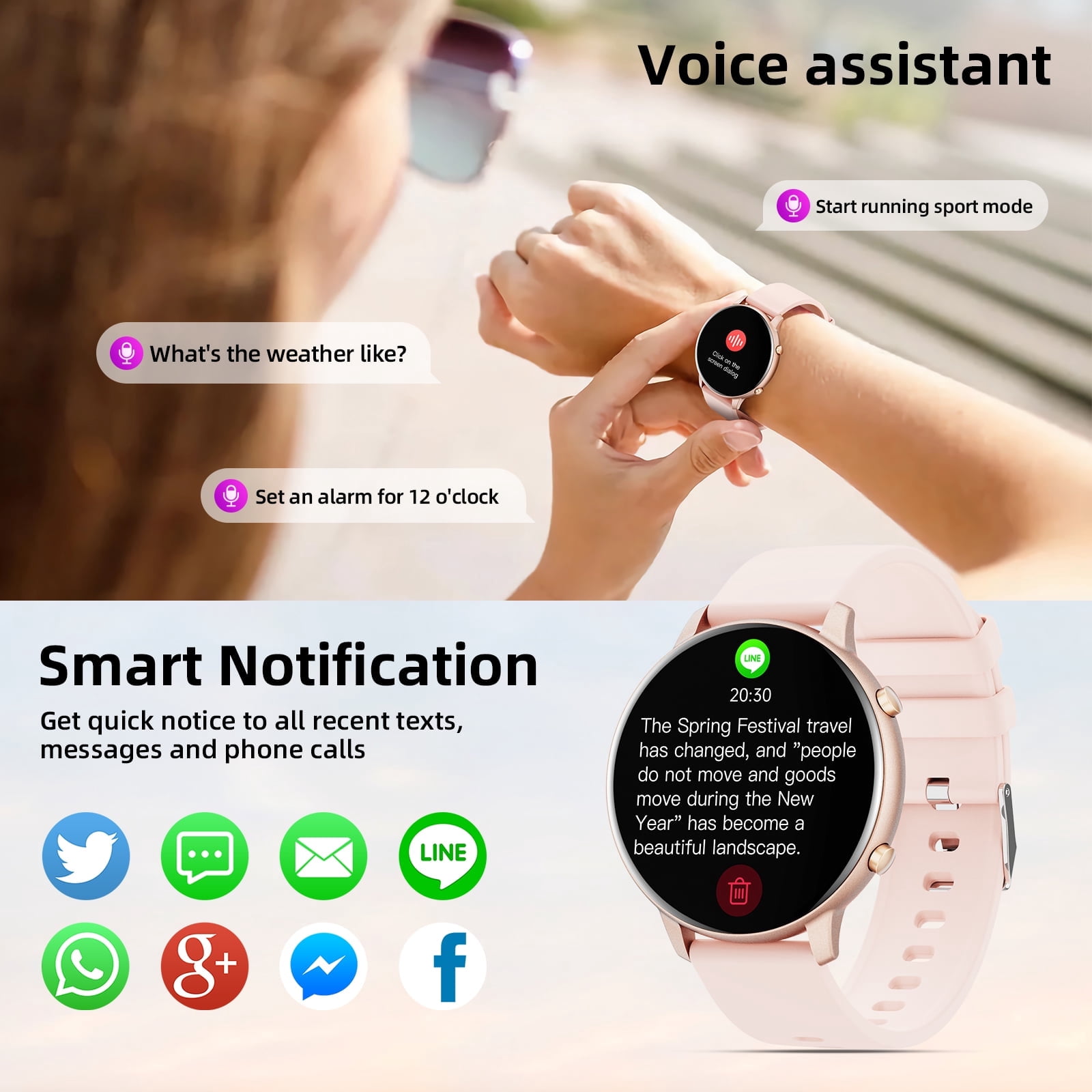 smart watch for Women, Compatible with Android and iPhone Devices, Featuring Fitness Tracker, 1.39-inch Smartwatch Gift, Answer/Make Calls/120 Sports Modes, IP68 Water-Resistant Fitness Watch (Pink)