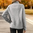 thumbnail image 4 of DHFJKG Sweaters For Women Loose Fit Solid Color Button Placket Turndown Collar Long Sleeve Knitted Top Pullover Winter Comfort Jumper Tops, 4 of 5