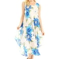 thumbnail image 3 of Sakkas Aba Women's Casual Summer Floral Print Sleeveless Loose Dress Cover-up - W-Blue - One Size, 3 of 5