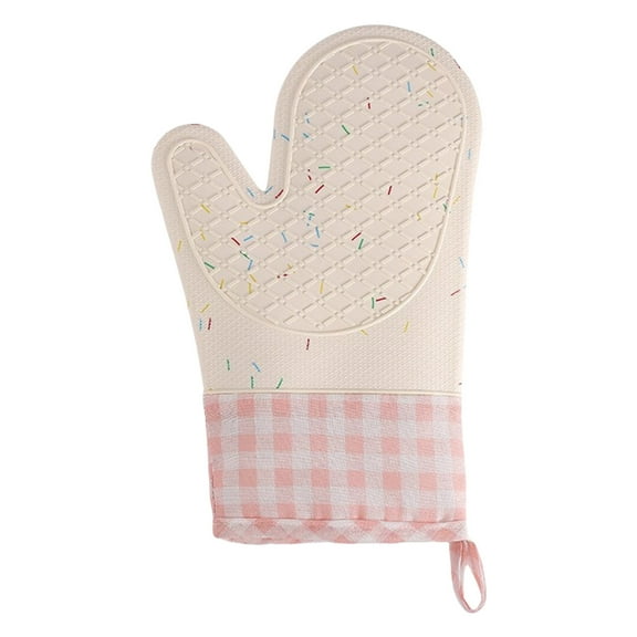 JilgTeok 1 Packs Silicone Heat Insulating Gloves for Oven Microwave Anti Scalding Thickened Kitchen Baking Gloves Washable Kitchen Mittens for Cooking Baking BBQ Grilling