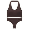 thumbnail image 2 of Elainilye Fashion Women's No-steel Ring Gathering No-marking Body Shaping Yoga Vest Type Breathable Sports Underwear Briefs Suit,Brown, 2 of 5
