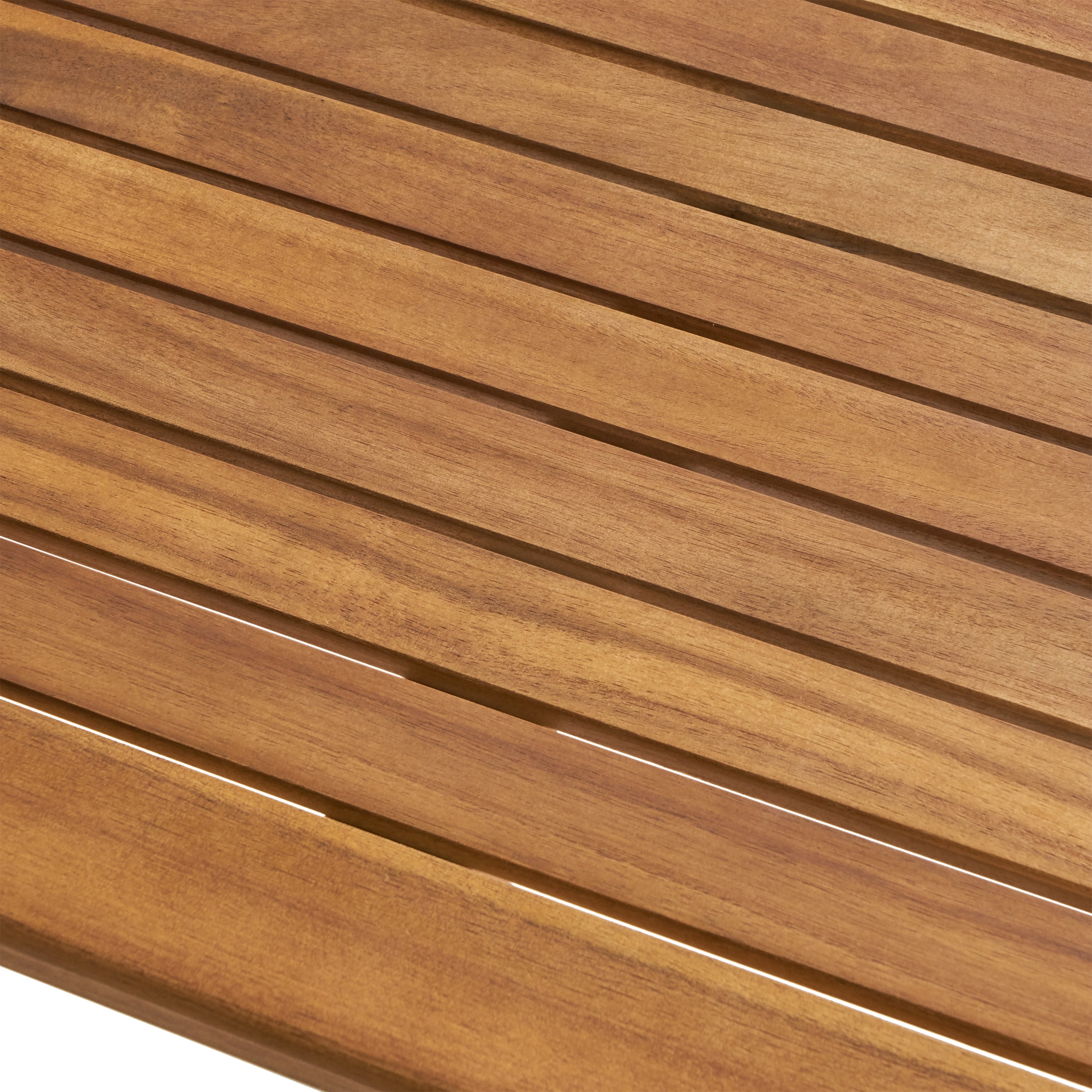 Outdoor Rectangular Bar Height Table, Solid Acacia Wood Top for Patio Garden, Teak Finish
