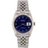 Pre-Owned Mens Stainless Steel Datejust Blue Arabic, 18kt White Gold Fluted Bezel, Stainless Steel Jubilee Band, 36mm