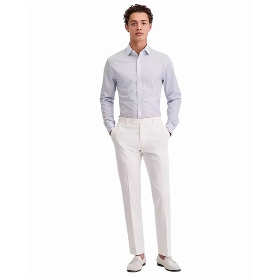 Tommy Hilfiger Mens Modern Fit Dress Pants 34 / 32 White Solid Stretch