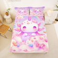 thumbnail image 4 of Manfei Candy Axolotl Bed Sheets, Love Heart Cloud Full Size Sheets, Lavender Pink, 4 Pieces, 1 Flat Sheet, 1 Fitted Sheet and 2 Pillowcases, 4 of 6