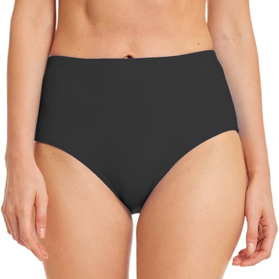 FEOYA Women Swim Bottoms Full Coverage High Rise Bikini Bottoms Ladies Swim Briefs Basic Bathing Suit Swimwear Black
