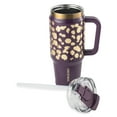 thumbnail image 2 of Thyme & Table 32oz Tumbler with Handle, Dual Straw Lid, Stainless Steel Double Wall Insulated, Purple Dot, 2 of 8