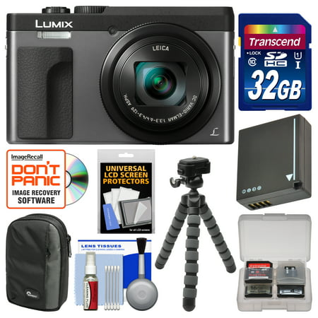 Panasonic Lumix DC-ZS70 4K Wi-Fi Digital Camera (Silver) with 32GB Card + Case + Battery + Tripod + Cleaning