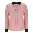 thumbnail image 6 of Scyoekwg Blouses for Women Casual V-Neck Elegant Shirts Solid Color Long Sleeve T Shirts Fall Tops Trendy Loose Lightweight Pullover (Pink,XXL), 6 of 8