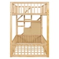 thumbnail image 4 of Euroco Wood Twin over Twin Bunk Bed with Storage Staircase, Floor Bed with Fence, Natural, 4 of 13