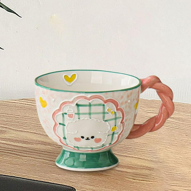 Taza de café, taza de desayuno, adorno artesanal, taza de vientre grande elegante, figura, taza para mujer, regalo, café, Día de la madre, cocina Mango rosa