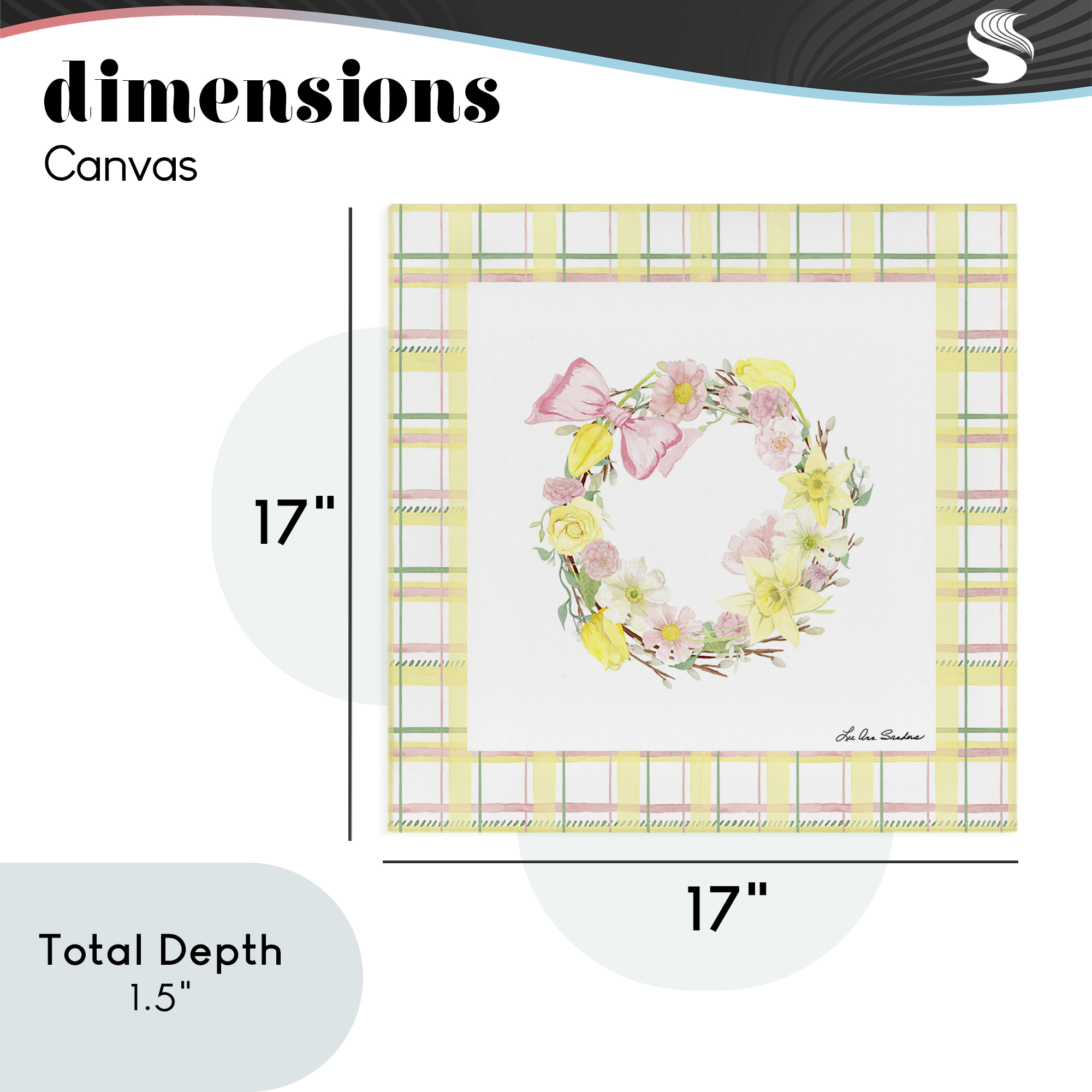 Wreath in Spring Pastels Canvas Wall Art, design by Lee Ann Sanders