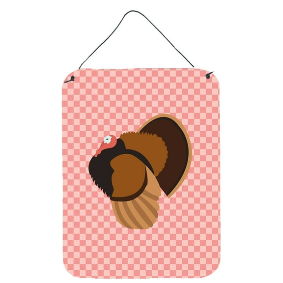 Caroline's Treasures BB7986DS1216 Bronze Turkey Pink Check Wall or Door Hanging Prints, 12x16, multicolor
