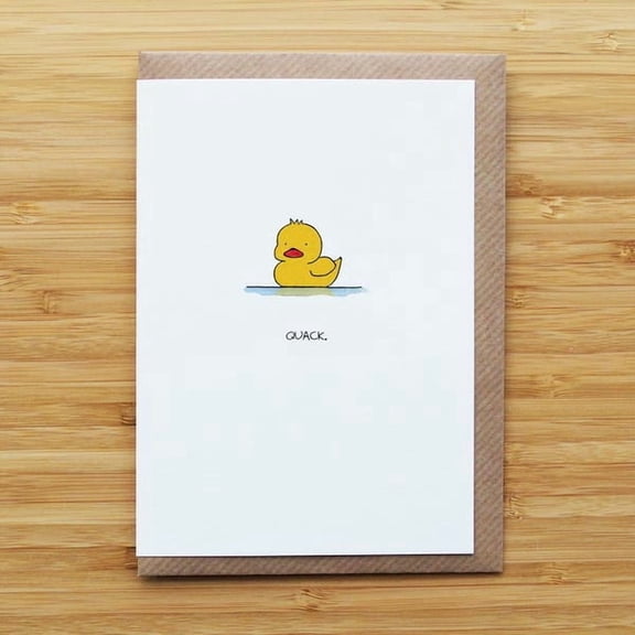 Cute Yellow Duck Greeting Card for Birthday, Friendship, Cheer Up, Blank Inside