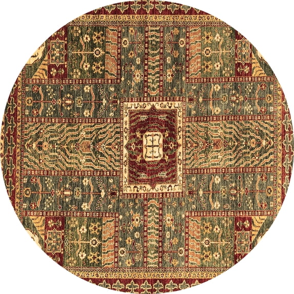 Ahgly Company Indoor Round Abstract Brown Modern Area Rugs, 6' Round