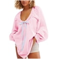 thumbnail image 1 of Pisexur Hauts pour Femmes Mode Chemises à Manches Longues Rayées pour Femmes Décontractées Habillées Col Rond Chemises à Cordon Confort Ample Sorties Blouses, 1 of 7