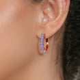 thumbnail image 3 of Gem Stone King 18K Rose Gold Plated Silver Blue Tanzanite Hoop Earrings for Women (3.32 Cttw, Round 4MM and 1.9MM, Gemstone Birthstone 1 inch Diameter), 3 of 4