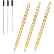 Ballpoint Pens, Cambond Gold Pen Stainless Steel Pens for Guest Book Uniform Gift - Black Ink (1.0mm Medium Point), 3