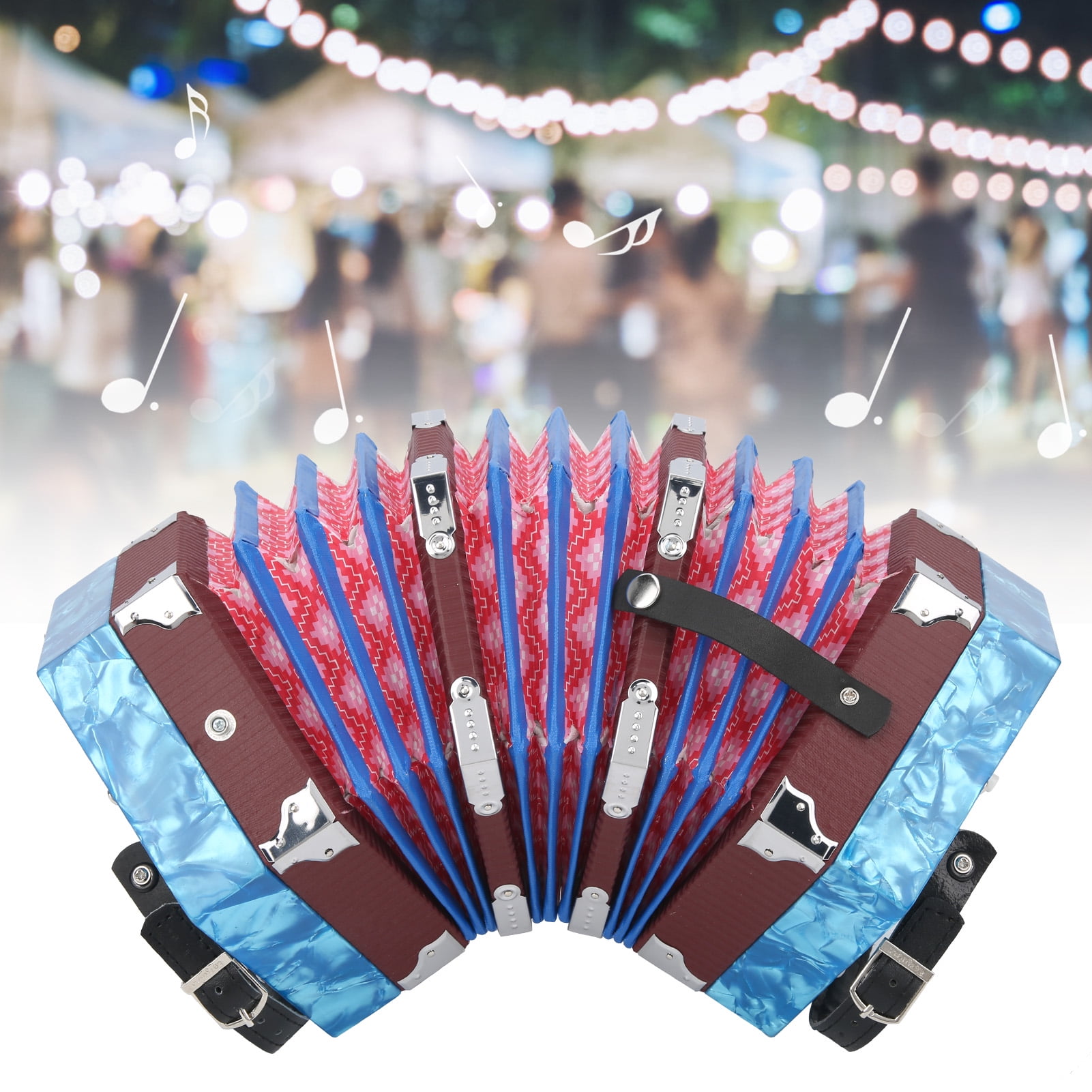 Concertina Accordion Portable Professional for Adults Musical Instrument SuppliesSky Blue