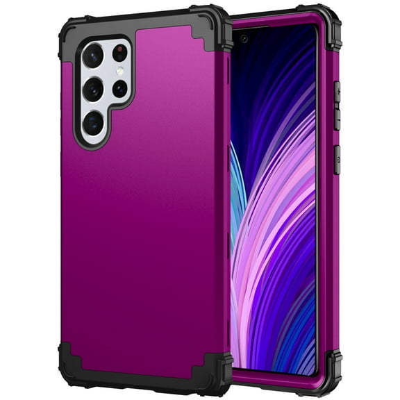 Decase Compatible with Samsung Galaxy S23 Ultra Case, Heavy Duty Shockproof Protection Soft Silicone Rubber Hard Plastic Bumpers Hybrid Protective Case for Samsung Galaxy S23 Ultra, Purple