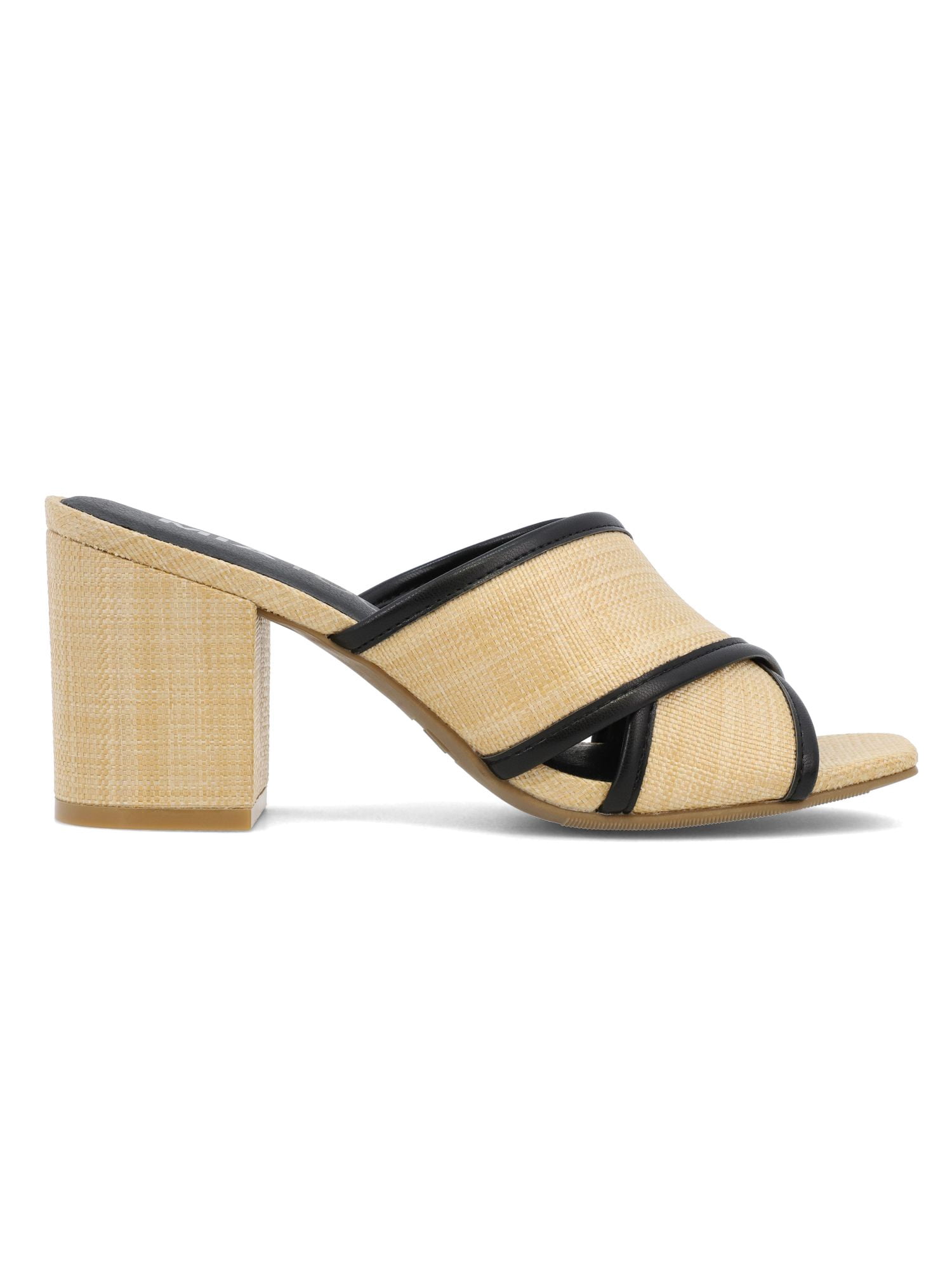 Mia Too Women's Slide Raffia Block Heel Sandal