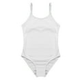thumbnail image 3 of inlzdz Girls Spaghetti Straps Dancewear Ballet Gymnastics One Piece Tank Leotard with Clear Straps Ivory 11-12, 3 of 5