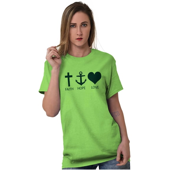 Faith Hope Love Symbol Christian Women's Graphic T Shirt Tees Brisco Brands S