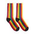 thumbnail image 4 of Men's Rainbow Stripe Print Novelty Athletic Socks Women's Digital Printing Funky Patterned Crew Socks, 4 of 7