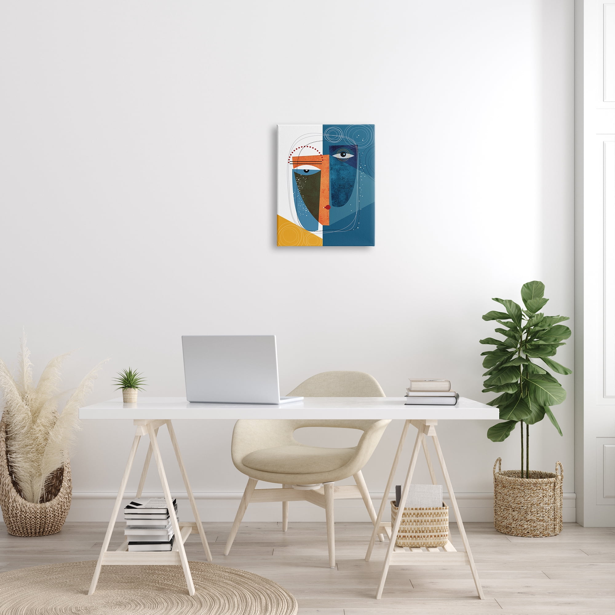 Stupell Industries Modern Facial Abstraction Contrasting Deco Eye Shapes, 16 x 20, Designed by Ishita Banerjee