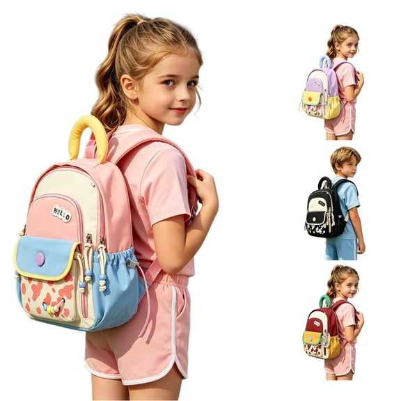WAYUTE Backpack for Kids Back to School Backpacks Lightweight Patchwork Color Daypack for Toddler Daily Use Commuting Bookbag Casual Outdoor Travel