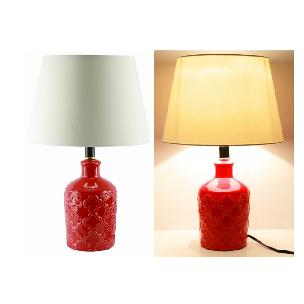 19" Red Ceramic Vase Table Lamp bedroom lamp