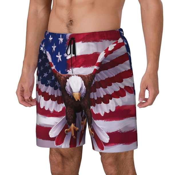 Fotbe USA Eagle with Spread Wings Traje de Baño para Hombre – Shorts de Natación de Secado Rápido con Forro y Bolsillos-Large