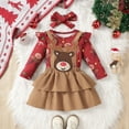 thumbnail image 2 of Gubotare Baby Christmas Outfits Girl Newborn Baby Girl Clothes Ruffle Long Sleeve Romper Skirt Set Cute Overall Dress Fall Winter Outfit 9 12 Months (Red,9-12 Months), 2 of 9