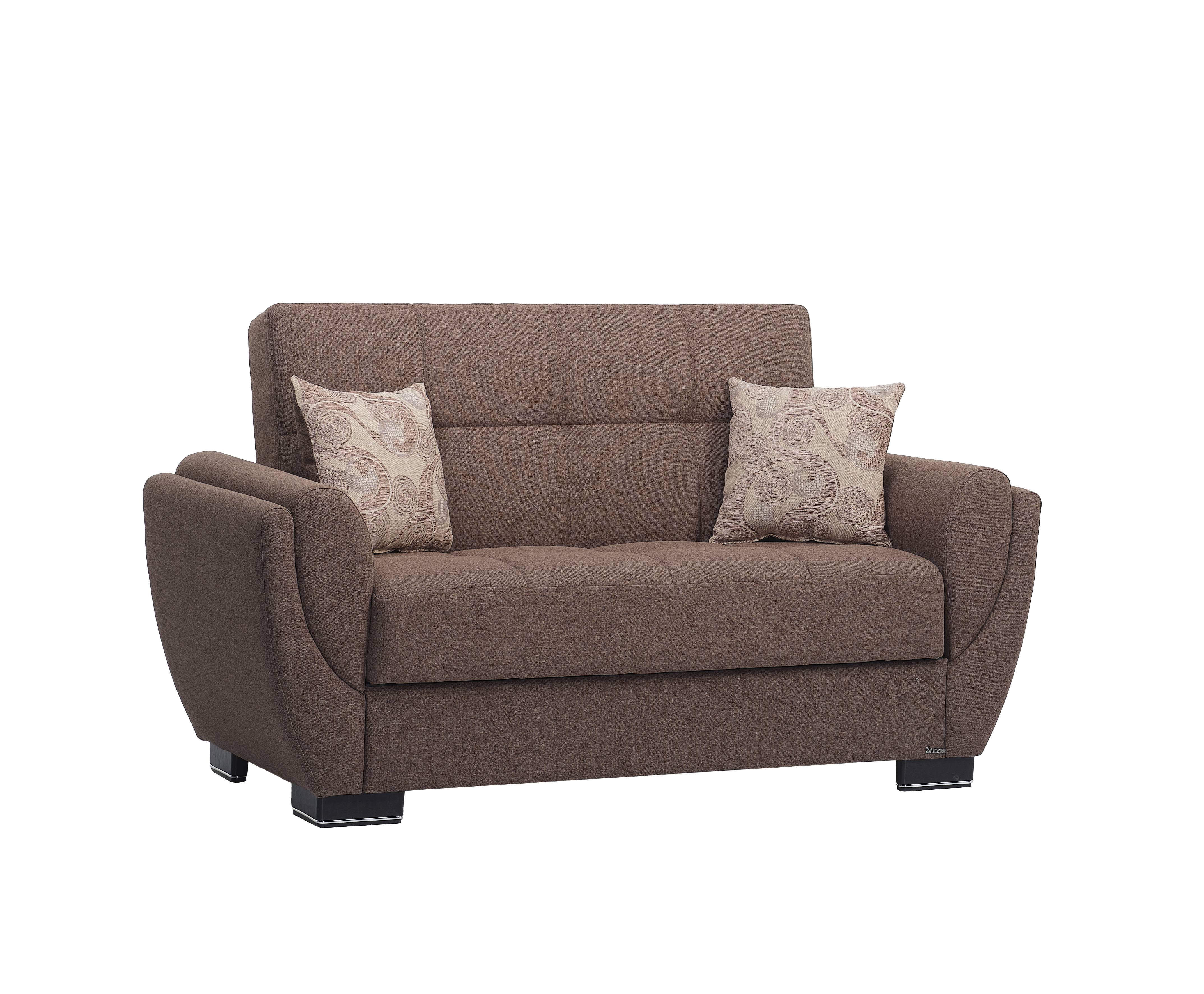 Ottomanson Convertible Sleeper Loveseat with Hidden Storage, Firm Seating, Brown