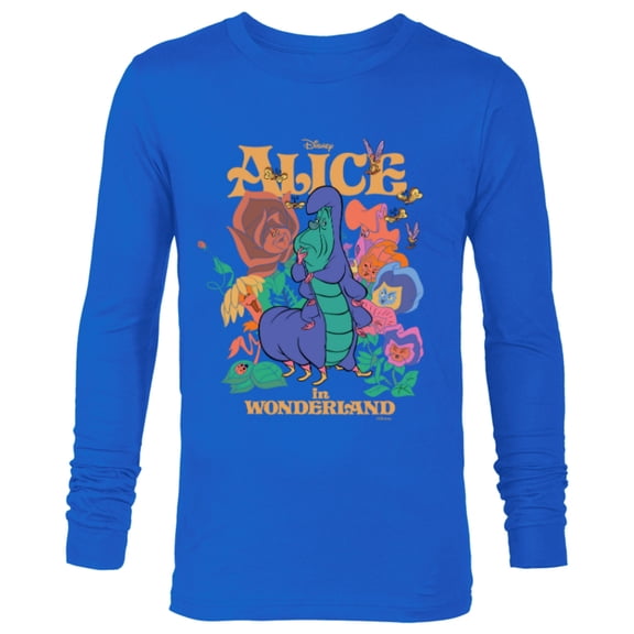 Disney Alice in Wonderland Caterpillar and Flowers Vintage - Long Sleeve T-Shirt for Men - Customized-Navy