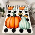 thumbnail image 2 of Homewish Hello Fall Twin Sheet Sets,Autumn Pumpkin Twin Fitted Sheet,Geometric Polka Dots Flat Sheet For Girls Kids,Breathable Home Decor,3 Pieces, 2 of 7