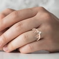 thumbnail image 2 of Anillo de asta de ciervo vintage, anillo de oro rosa con flor, regalo de Navidad para mujer (n.° 10), 2 of 7