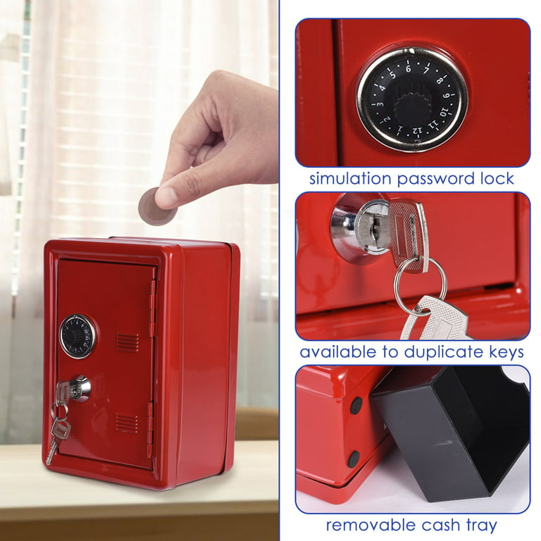 Small Safe Box,Mini Safe Kids Safe Box for Home OfficePersonal Safe Lock Boxmoney Jewelry Storage, Size: 18*12*10cm, Red