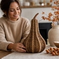 thumbnail image 4 of Resin Gourd Figurine for Fall Harvest Thanksgiving Home Decor, Rustic Braided Jute Texture Farmhouse Squash Sculpture, Tabletop Centerpiece Mantel Shelf Decoration 7.09 Inch, 4 of 6
