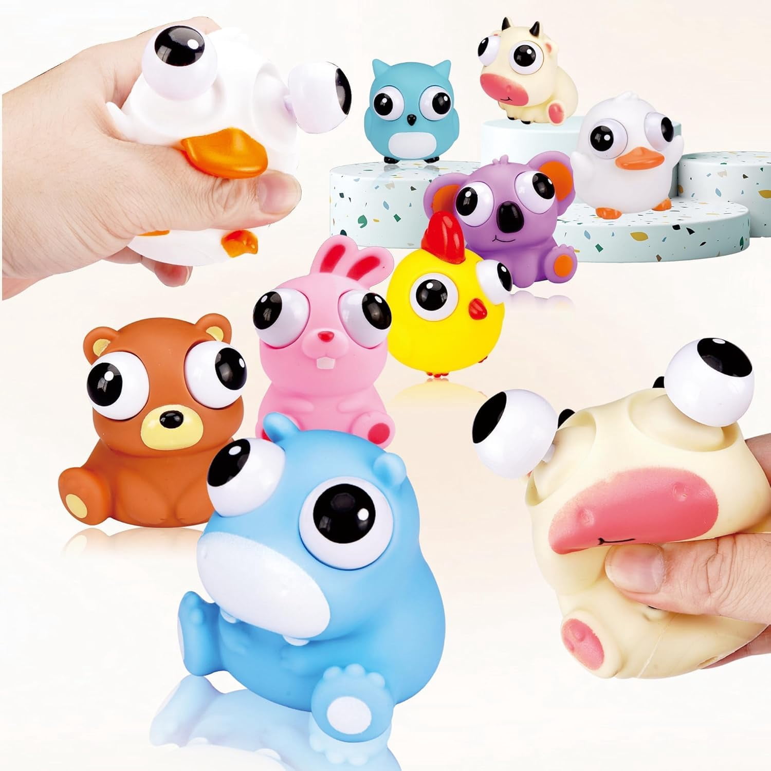 Animal Squeeze Toys with Pop Out Eyes Stress Relief Balls Fidget Gadgets
