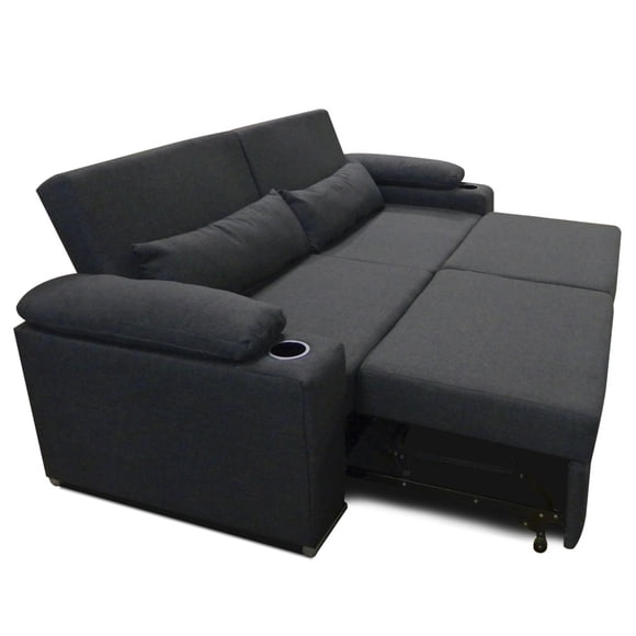 Sofa cama Matrimonial en Lino Gris Oxford Mobydec Portavasos integrado