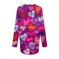 thumbnail image 4 of Hogleaql Womens Valentines Day Shirt V-Neck Comfortable Long Sleeve Tees Love Heart Print Trendy Vacation Loose Mid-Length Blouse Purple M, 4 of 6